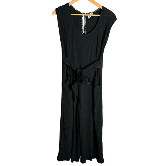 Anthropologie Abbey Tie Waist Jumpsuit Black Size 12 - Picture 5 of 7